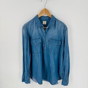 Gap 1969 Chambray Denim Popover Two Pocket Size L Western Basic Coastal Cowgirl